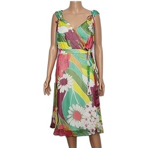 Jonathan Martin Sleeveless Wrap Dress‎ Women's Size 14W  Multicolor Floral Print